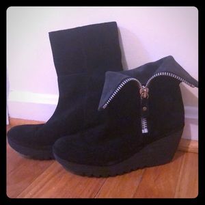Fly London Black Suede Wedge Ankle Boot